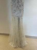 Luxurious And Elegant Sweetheart Neckline Pearl Rhinestone Lace Mermaid Long Formal Prom Dresses