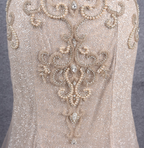 Luxurious Champagne Gold Mermaid Off-The-Shoulder Beaded Tulle Long Formal Prom Dresses