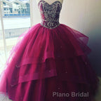 Luxurious Crystal Beaded Bodice Corset Organza Layered Quinceanera Dresses
