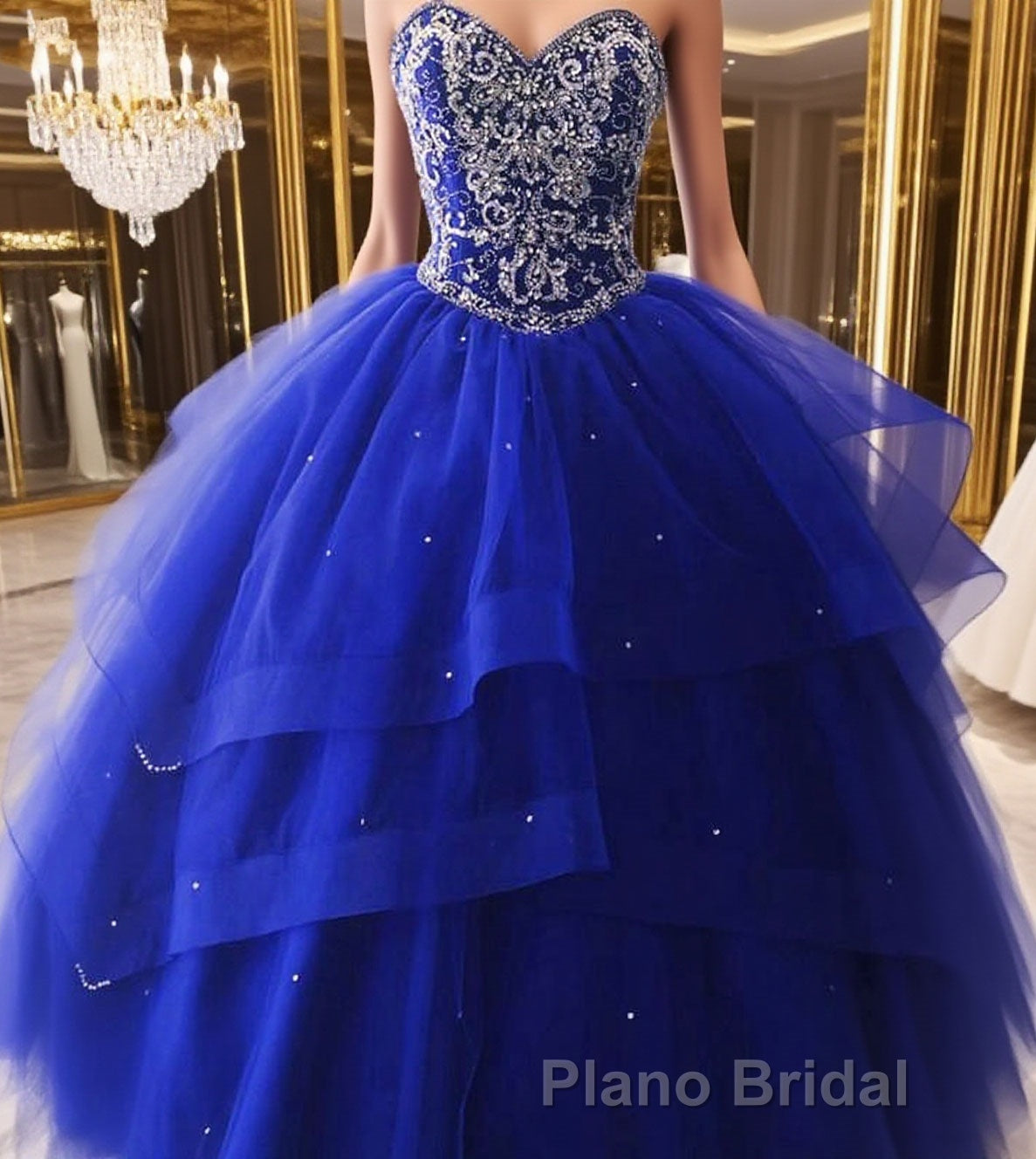 Luxurious Crystal Beaded Bodice Corset Organza Layered Quinceanera Dresses Main image