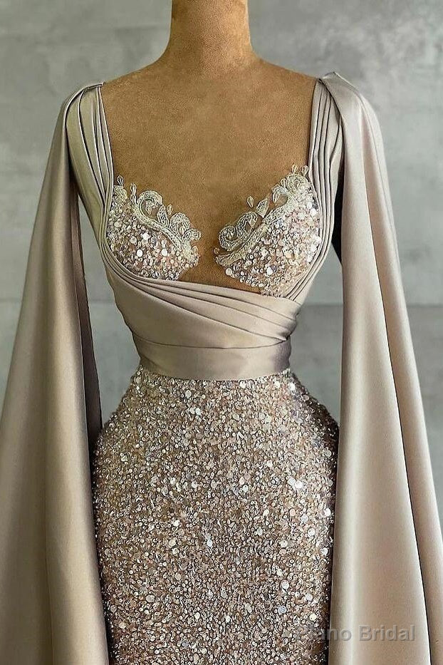 Luxurious Mermaid Long with Cape Sleeve Elegant Evening Dress Secondary image
