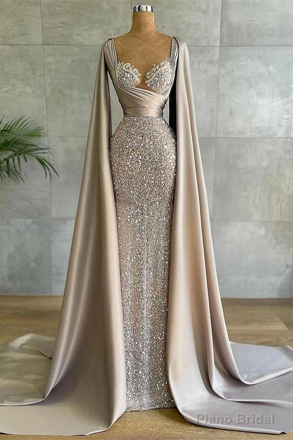 Luxurious Mermaid Long with Cape Sleeve Elegant Evening Dress Main image