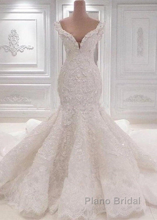 Luxurious Off the Shoulder Mermaid Wedding Dress New Arrival Lace AppliquesBridal Gowns