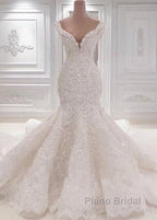 Luxurious Off the Shoulder Mermaid Wedding Dress New Arrival Lace AppliquesBridal Gowns