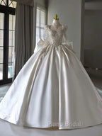 Luxury Ball Gown Sweetheart Neckline Long Sleeves Sequin White Wedding Dresses Brides Dresses
