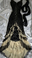 Luxury Beaded Mermaid Formal Prom Dresses, V-Neck Ruffle Party Dresses