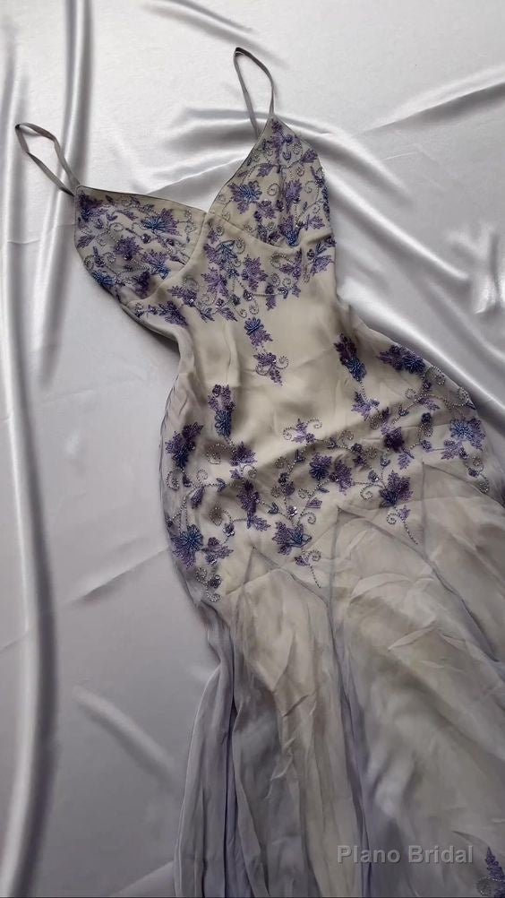 Luxury Beaded Spaghetti Straps Long Prom Dress Main image