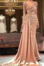 Luxury Evening Dresses Mermaid Long Sleeves Appliques Beaded Long Turkey Dubai Saudi Arabic Evening Gown Formal Prom Dresses