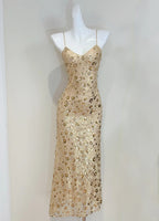 Luxury Gold Mermaid Strapless V-Neck Sequined Long Formal Prom Dresses