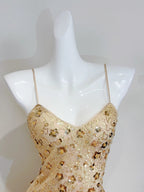 Luxury Gold Mermaid Strapless V-Neck Sequined Long Formal Prom Dresses