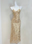 Luxury Gold Mermaid Strapless V-Neck Sequined Long Formal Prom Dresses
