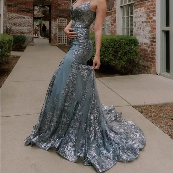 Luxury Mermaid Black Girl Long Formal Prom Dresses Birthday Outfit