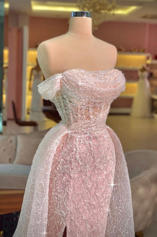 Luxury Mermaid Pink Floor Length Sleeveless Sequin Formal Prom Dresses Secondary image