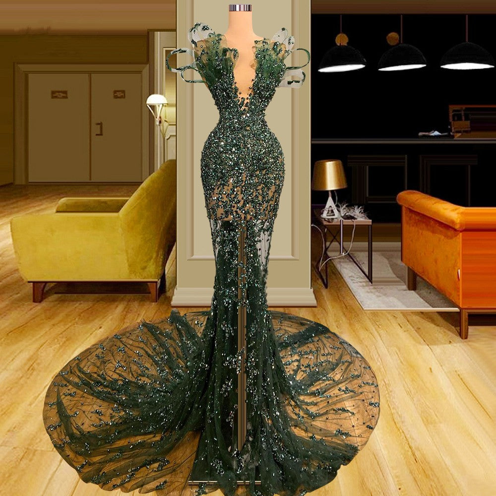 Luxury See Through Beaded Formal Prom Dresses, Bodycon Sexy Formal Prom Formal Evening Dresses Secondary image