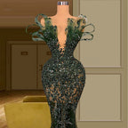 Luxury See Through Beaded Formal Prom Dresses, Bodycon Sexy Formal Prom Formal Evening Dresses