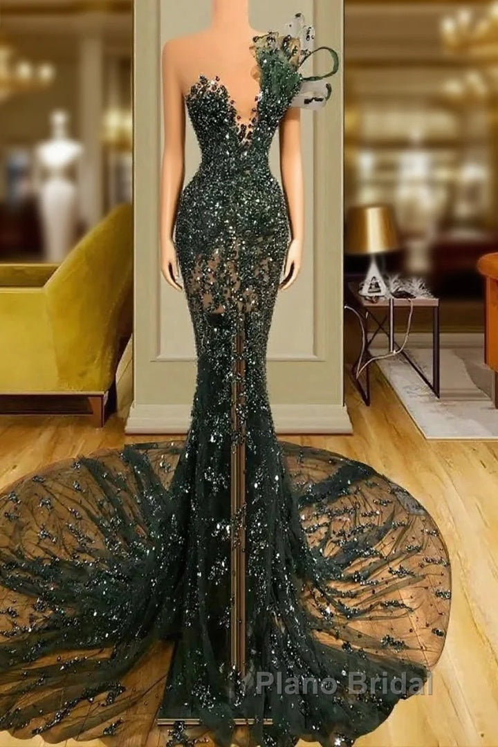 Luxury See Through Beaded Formal Prom Dresses Bodycon Sexy Formal Prom Evening Dresses Main image
