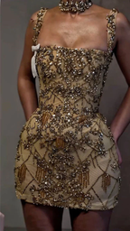 Luxury Sheath Square Neck Gold Short Formal Grade Homecoming Dresses Gold Cocktail Dresses
