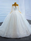 Luxury White Tulle Sequins Long Sleeve Wedding Dress
