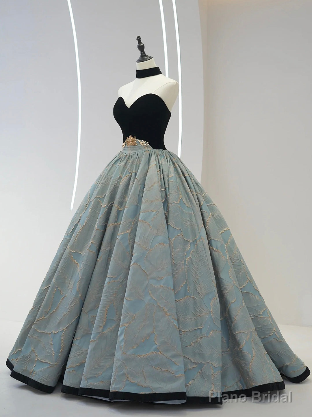 Beautiful Strapless Jacquard Floor Length Prom Dresses, A-Line Sweetheart Neck Formal Dresses Secondary image