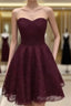 Maroon Homecoming Dresses, Lace Short Formal Prom Dresses, Party Dresses, Formal Prom Dresses