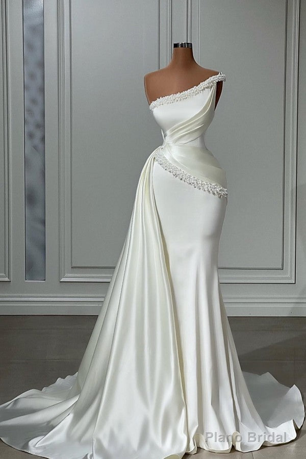 Mermaid Asymmetrical Beaded Floor-length Sleeveless With Side Train Prom Dress Main image