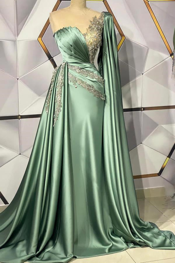 Mermaid Asymmetrical Floor-Length Appliques Lace With Shawl Prom Dress Main image