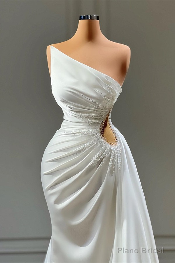 Mermaid Asymmetrical Strapless Floor-length Sleeveless Appliques With Side Train Prom Dress Secondary image