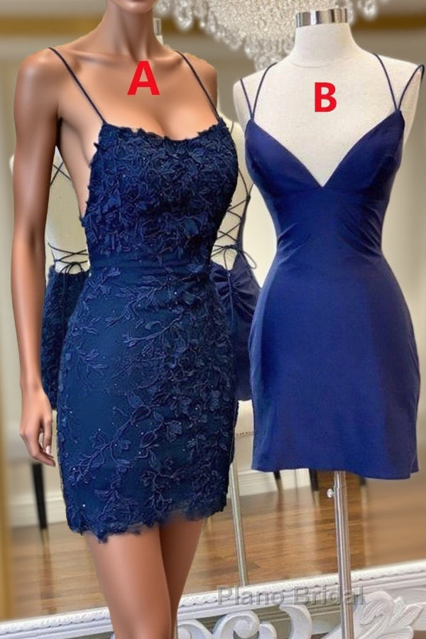 Mermaid Backless Blue Lace Formal Prom Dress, V Neck Blue Homecoming Dress, Blue Lace Formal Evening Dress