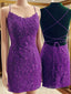 Mermaid Backless Purple Lace Formal Prom Dresses, Mermaid Purple Homecoming Dresses, Short Purple Lace Formal Evening Dresses