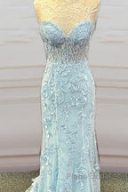 Mermaid Bay Blue Lace Corset Dresses