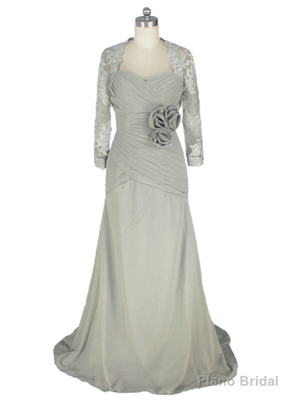 Mermaid Beaded Lace Flower Sliver Mother Of The Bride Dresses