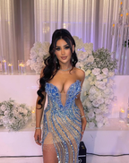 Gorgeous Beaded Slit Formal Prom Dresses Formal Evening Dresses