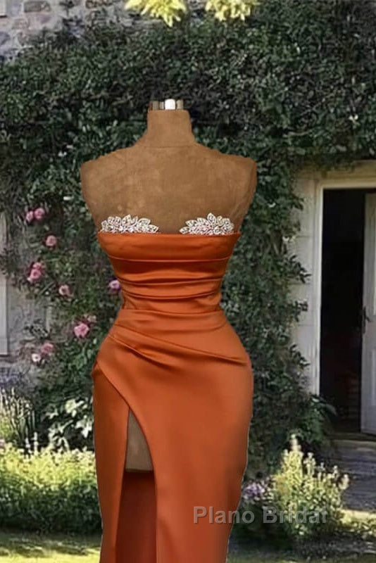 Mermaid Beaded Sweetheart Slit Satin Dresses Secondary image