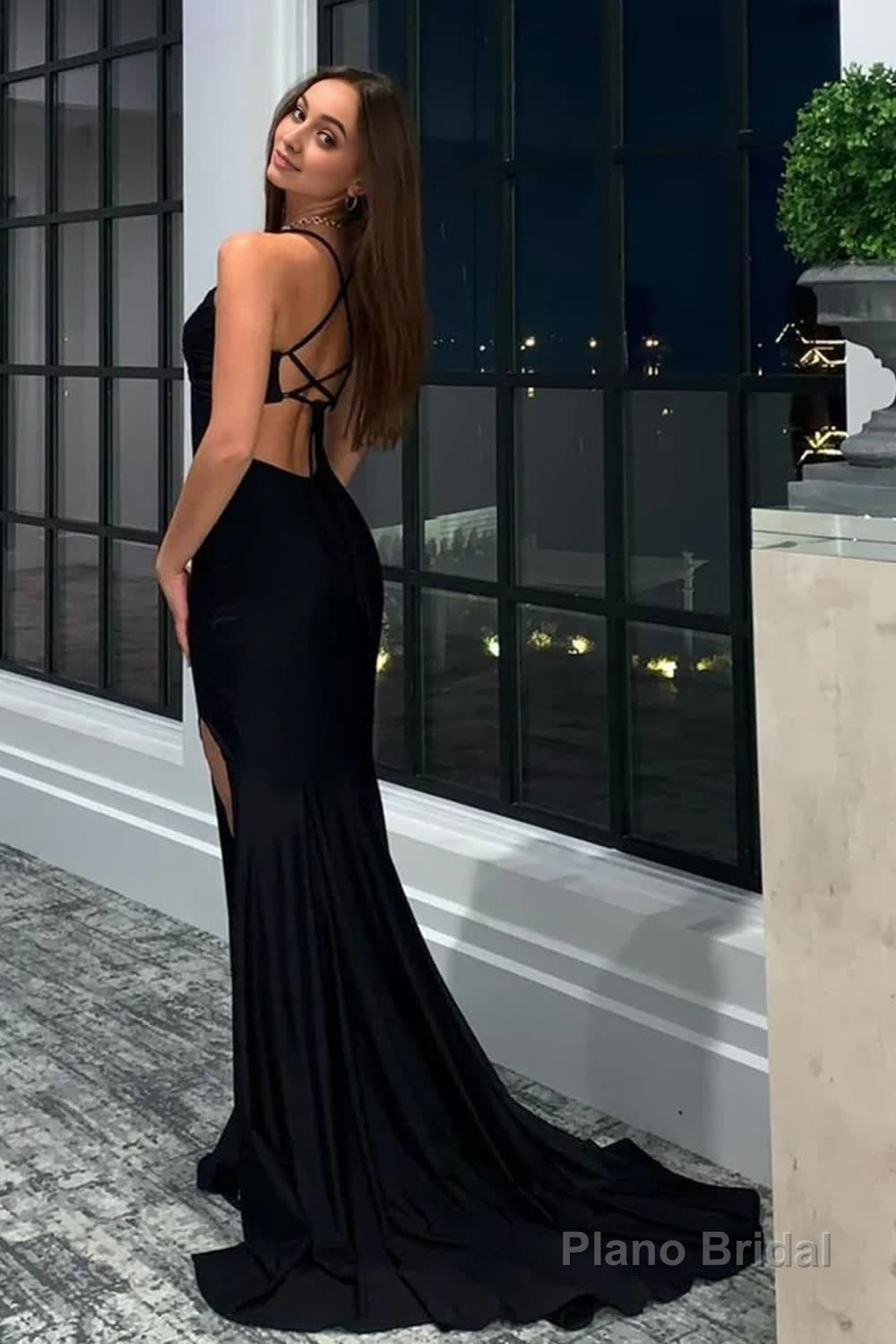 Mermaid Black Halter Long Prom Dress with Slit Secondary image