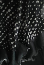 Mermaid Black Spaghetti Strap Chiffon Long Formal Prom Skirt Polka Dot Evening Dresses