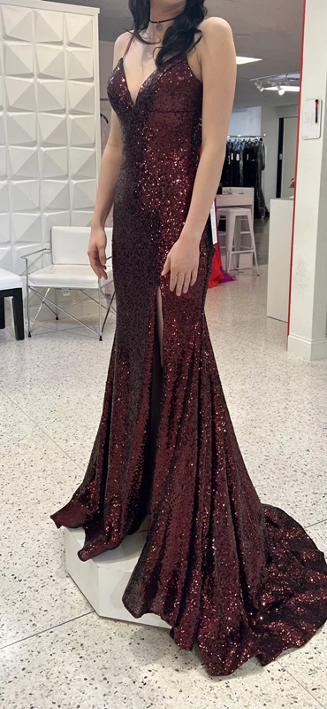 Mermaid Burgundy Sequin Floor Length Formal Prom Dresses 22Th Birthday Outfit