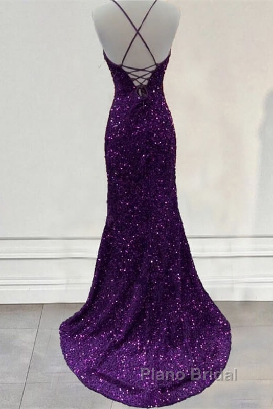 Mermaid Dark Purple Sequin Dresses Secondary image