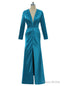 Mermaid Deep V-neck Long Sleeves Slit Sexy Long Evening Dresses