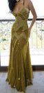 Beatuy Mermaid Sequins Lace Tulle Formal Evening Dresses Long Formal Prom Gown With Slit