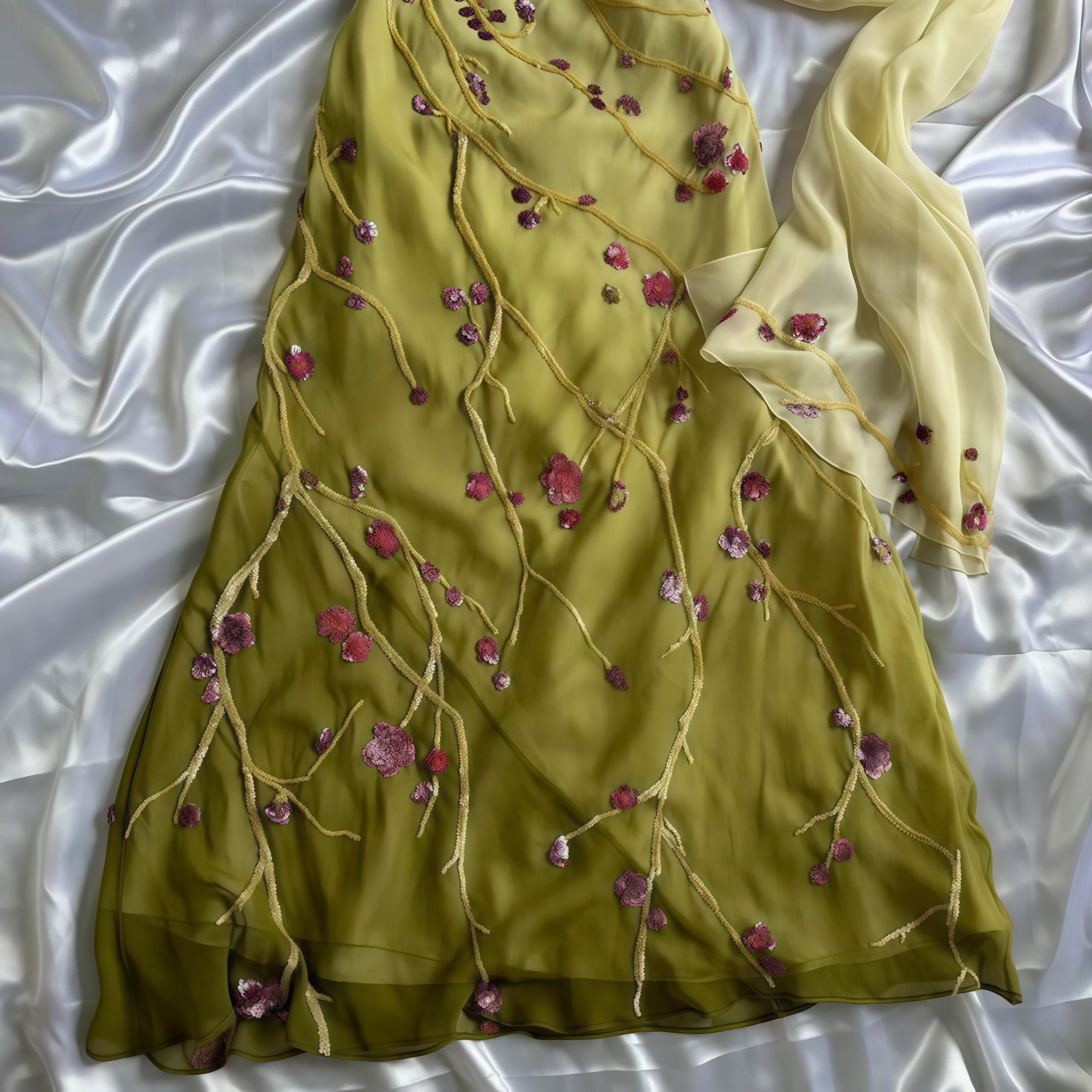 Mermaid Floral Chiffon Formal Evening Formal Prom Dresses
