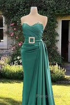 Mermaid Green Beaded Strapless Satin Dresses