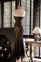 Mermaid Halter Neck Tulle Applique Long Formal Prom Dresses