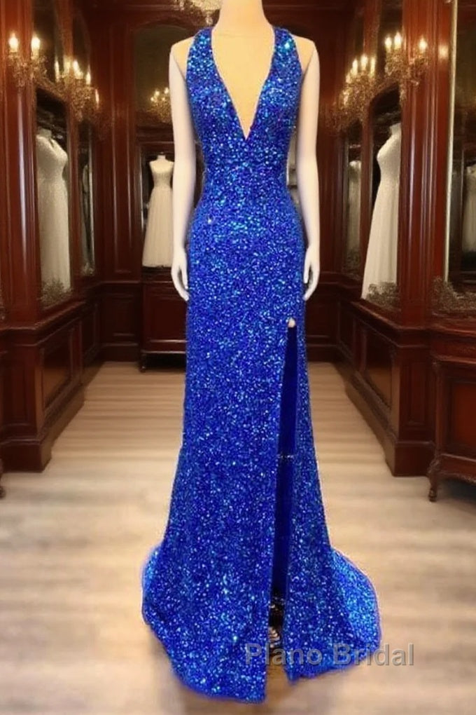 Mermaid Halter Sequin Split Dresses Main image