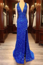 Mermaid Halter Sequin Split Dresses