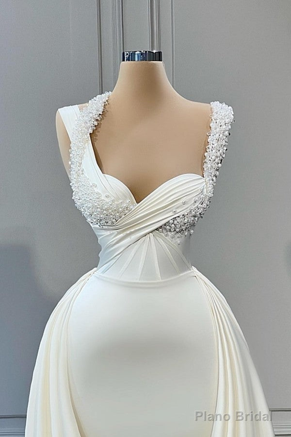 Mermaid Halter Sweetheart Beaded Floor-length Sleeveless With Side Train Prom Dress