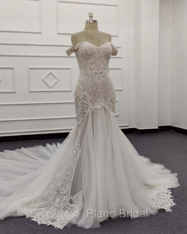 Mermaid Ivory Lace Embroidery Tulle Wedding Dresses Secondary image