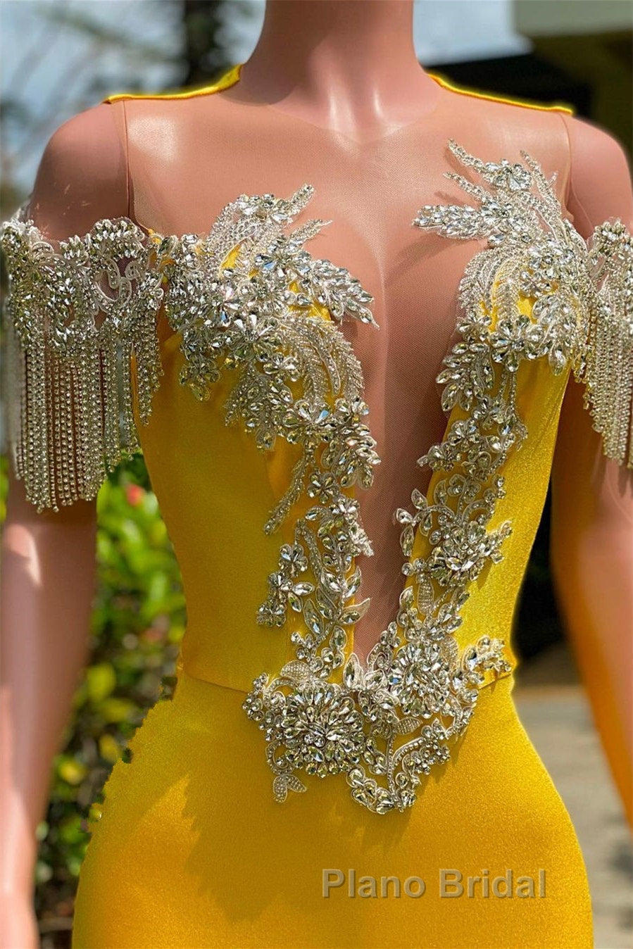 Mermaid Jewel Beading Applique Floor-length Sleeveless Open Back Formal Prom Dress