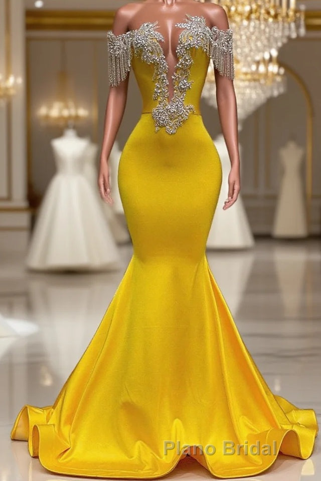 Mermaid Jewel Beading Applique Floor-length Sleeveless Open Back Formal Prom Dress Main image