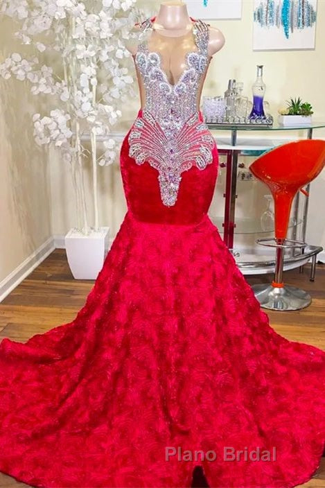 Mermaid Jewel Lace Sequined Applique Sleeveless Floor-length Formal Prom Dress Secondary image