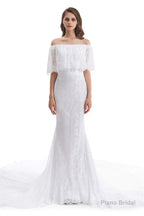 Mermaid Lace Off the Shoulder Wedding Dresses With Train